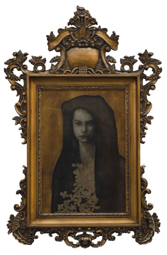 Mireasa cu marama neagra, pictura 67 x 87 cm, artist Barbara Hangan