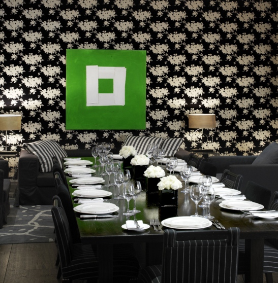 Black & white room pentru evenimente private, inclusiv nunti, la The Soho Hotel designer Kit Kemp
